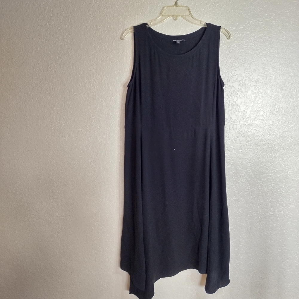 Eileen Fisher Silk Asymmetric Round Neck Swing Dress Sz S